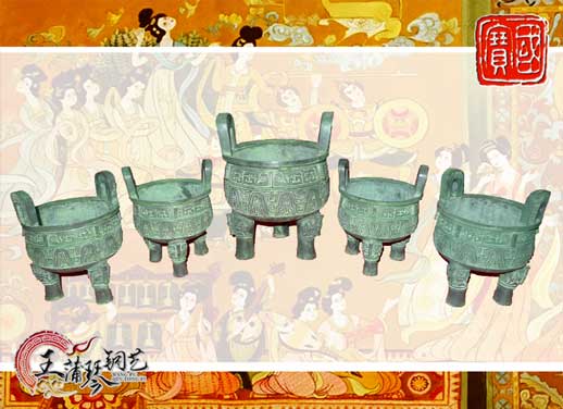 銅鼎，銅五鼎，中國鼎，佛像用鼎